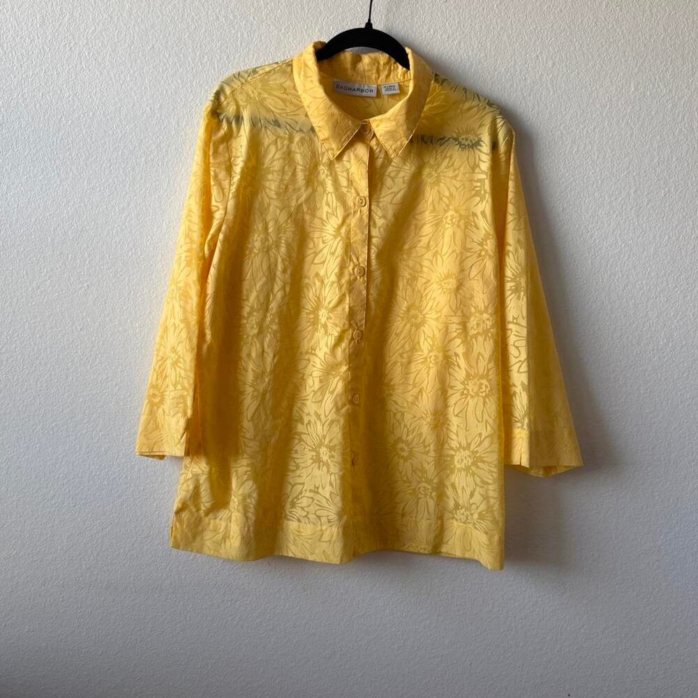Yellow sunflower button down blouse